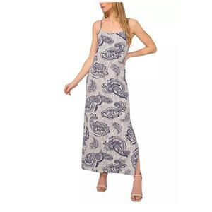 1. State Maxi Dress Womens L‎ Blue Paisley Print Boho Summer Beach Vacation Chic